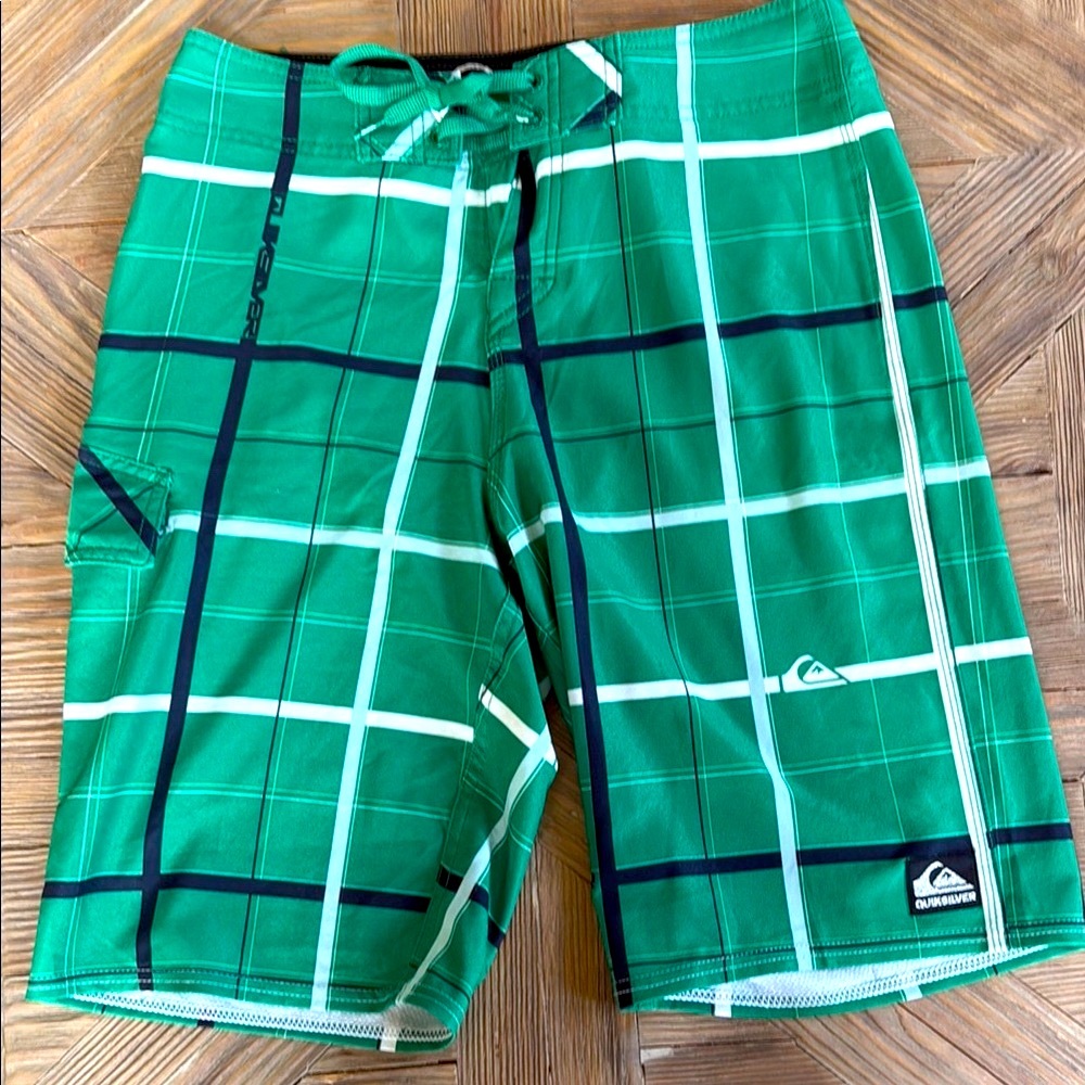 Quiksilver Cypher Series Green and Black Stripe Boardshorts